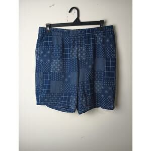 Lands' End Patch Work Blue Pull On Shorts Women's Size Large Stretchy